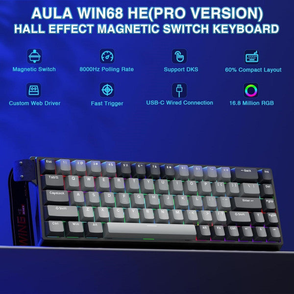 AULA WIN68 HE Black&Grey (Magnetic Switch) AULA WIN68 HE Black&Grey (Magnetic Switch)